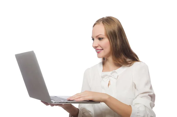 Geschäftsfrau mit Laptop im Geschäftskonzept — Stockfoto