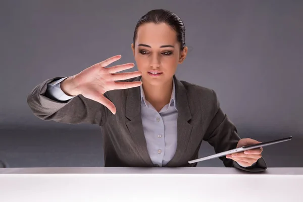 Woman with tablet computer in business concept — Stock Photo, Image