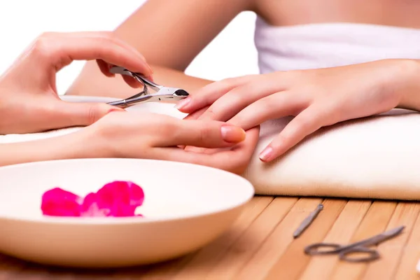 Jovem no tratamento de unhas conceito médico — Fotografia de Stock