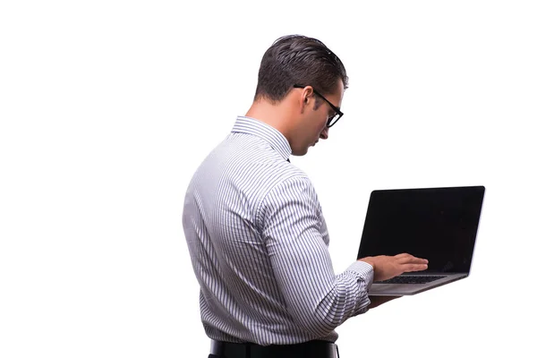 Férfi laptop elszigetelt fehér — Stock Fotó