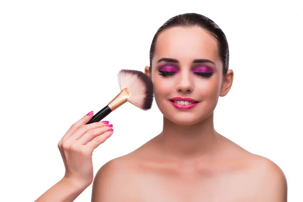 Žena se make-up izolované na bílém — Stock fotografie
