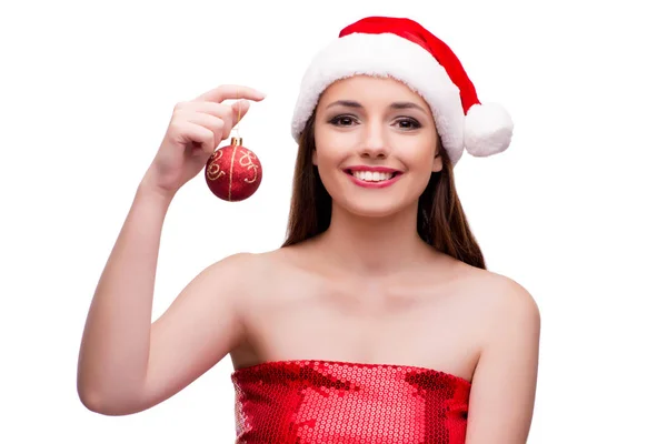 Молода жінка в сніжному костюмі дівчини в різдвяній концепції — стокове фото
