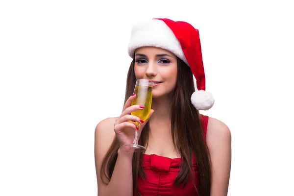 Schattig meisje in kerst concept geïsoleerd op wit — Stockfoto