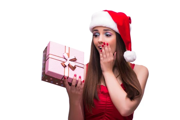 Menina bonito no conceito de Natal isolado no branco — Fotografia de Stock