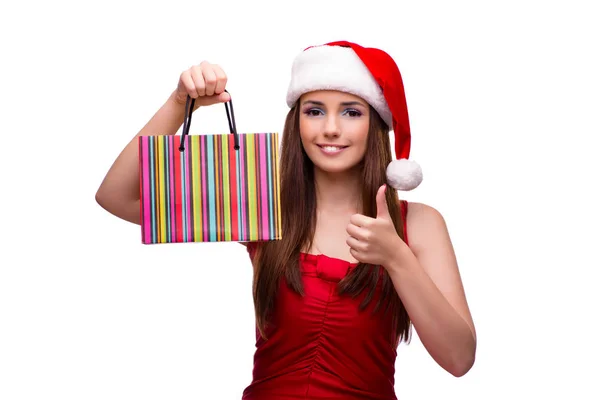 Söt flicka i jul koncept isolerad på vitt — Stockfoto