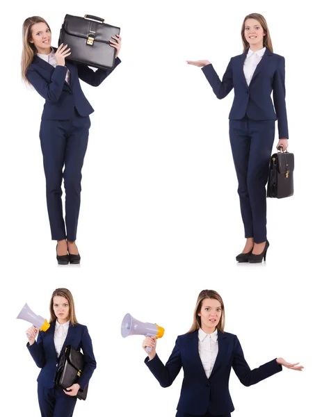 Femme d'affaires en costume isolé sur blanc — Photo