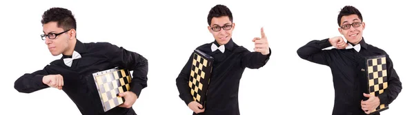 Beyaz üzerine izole komik satranç oyuncusu — Stok fotoğraf