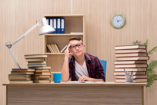 Jovem estudante se preparando para os exames escolares — Fotografia de Stock