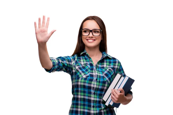 Joven estudiante aislado en el fondo blanco — Foto de Stock