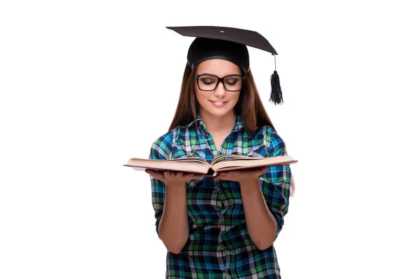 Ung student isolerad på den vita bakgrunden — Stockfoto