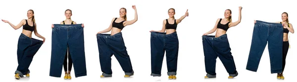 Композитное фото женщины в концепции диеты — стоковое фото