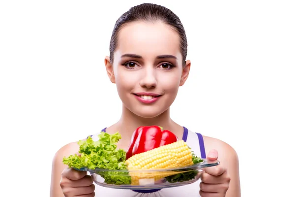 Mujer en concepto de alimentación saludable — Foto de Stock