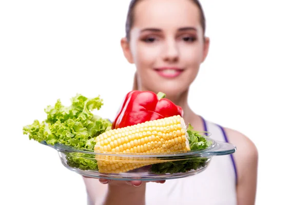 Mulher no conceito de alimentação saudável — Fotografia de Stock