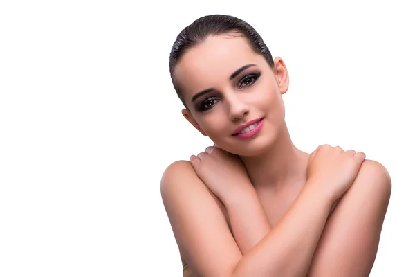 Mujer joven en concepto de belleza aislado en blanco —  Fotos de Stock