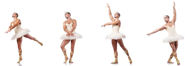 Man in ballet tutu geïsoleerd op wit — Stockfoto