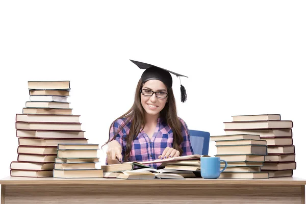 Jonge student bereidt zich voor op schoolexamens — Stockfoto