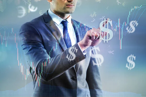 Empresário e dólar no conceito de negócio — Fotografia de Stock
