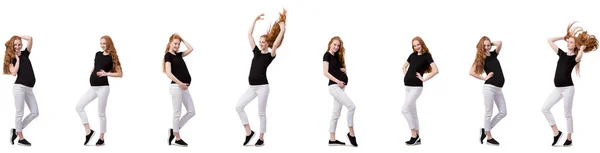 白い上に隔離された複合画像中の妊婦 — ストック写真
