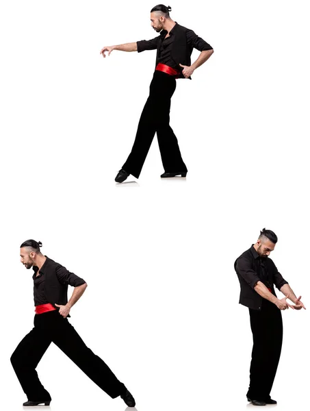 Dançarina espanhola em várias poses no branco — Fotografia de Stock