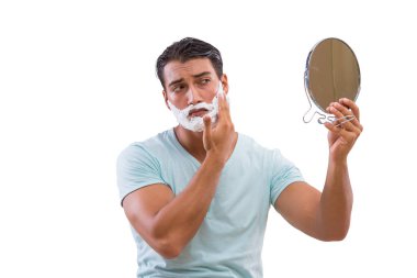 Beyaz arka plan üzerinde izole tıraş dostum