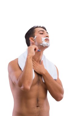 Beyaz arka plan üzerinde izole tıraş dostum