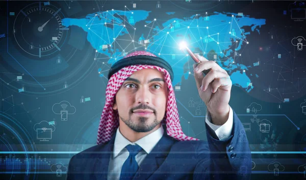 Arabisk man i data mining koncept — Stockfoto