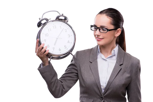 Mujer de negocios con reloj en concepto de negocio — Foto de Stock