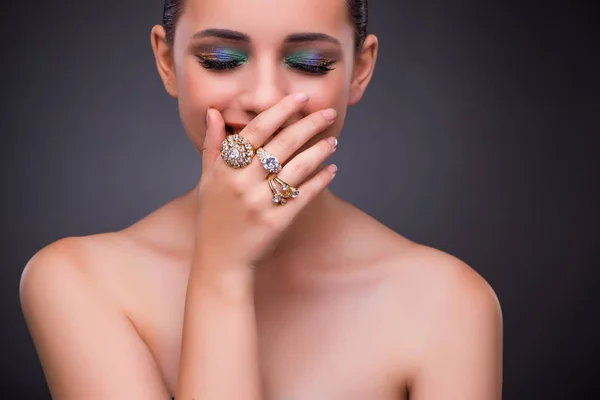 Beautiful woman with jewellery in beauty concept — Stock Photo, Image