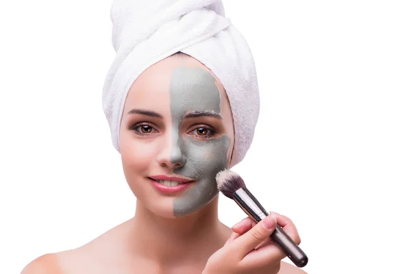 Mujer en el concepto de tratamiento facial aislado en blanco — Foto de Stock