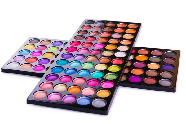 Reeks van kleurrijke schaduw voor make-up geïsoleerd op wit — Stockfoto