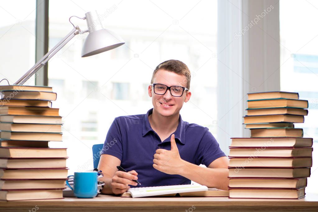 Young student preparing for school exams