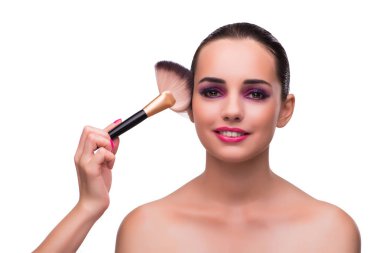 Kadın beyaz izole makyaj almak
