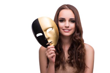 Kadın beyaz izole karnaval maskesi