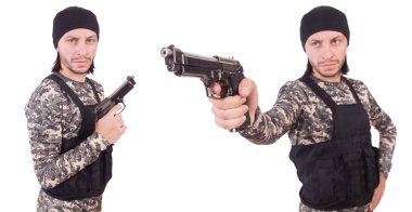 Silahlı asker beyazı izole etti.