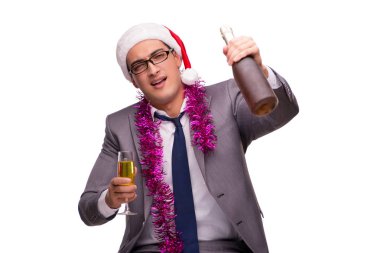 Genç işadamı ofisinde Noel Kutlamaları