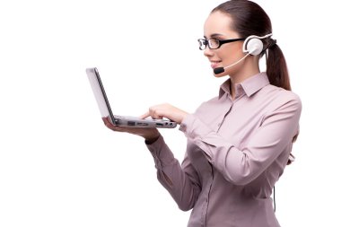 Beyaz izole genç çağrı merkezi operatörü