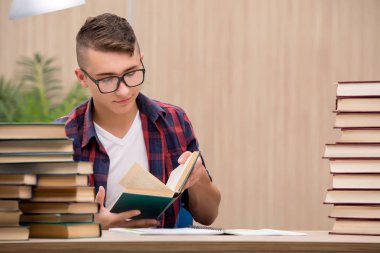 Okul sınavlarına hazırlanan genç bir öğrenci.
