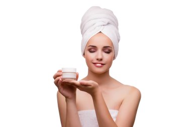 Güzellik kavramı üzerinde beyaz izole güzel kadın