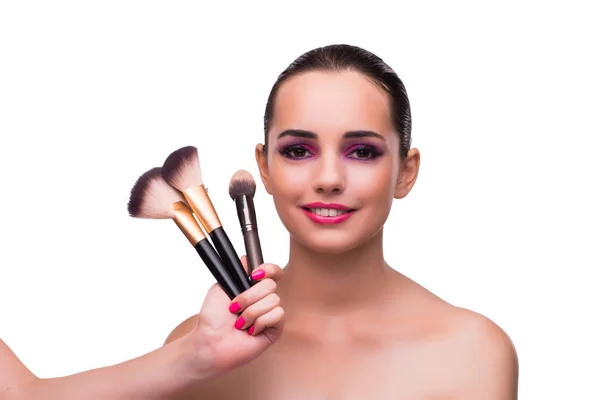 Žena se make-up izolované na bílém — Stock fotografie