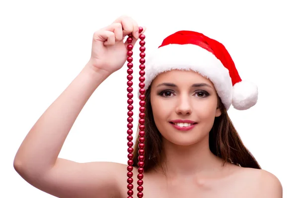 Jonge vrouw in sneeuw meisje kostuum in Kerstmis concept — Stockfoto