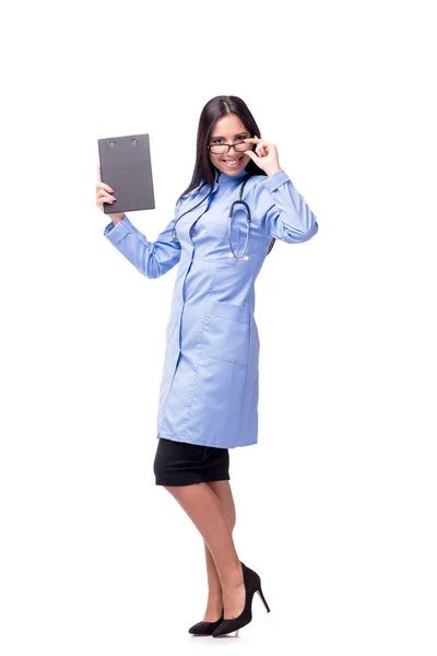 Doctora joven en concepto médico aislada en blanco — Foto de Stock