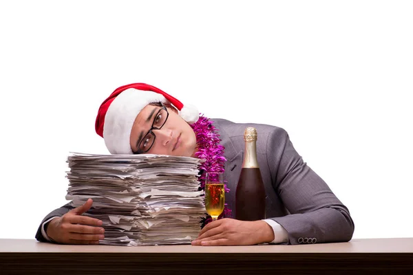 Ung affärsman firar jul i office — Stockfoto