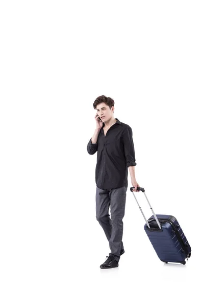 Young man in travel concept isolated on white — Stock Photo, Image