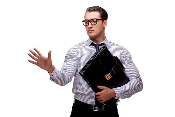 Jovem empresário em conceito de negócio isolado em branco — Fotografia de Stock