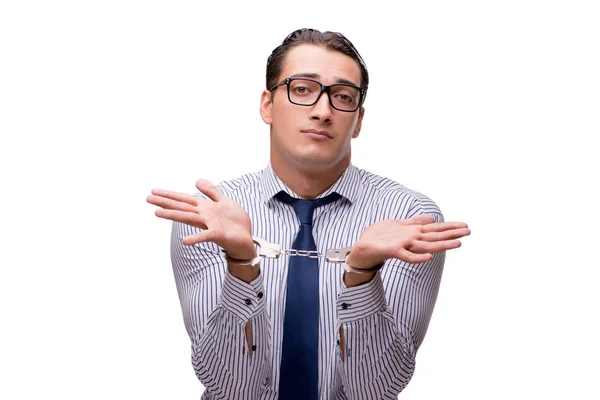 Businessman handcuffed isolated on white — Stock Photo, Image