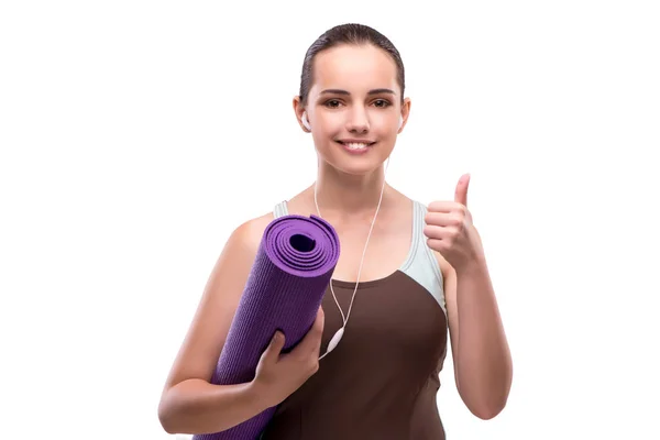 Woman in sports concept with thumb up — Stock Photo, Image