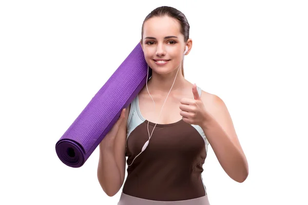 Woman in sports concept with thumb up — Stock Photo, Image