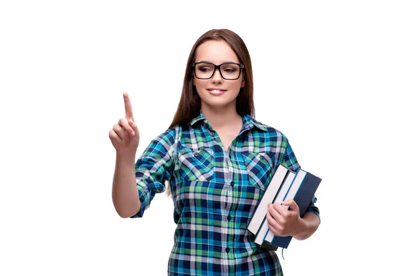 Ung student isolerad på den vita bakgrunden — Stockfoto