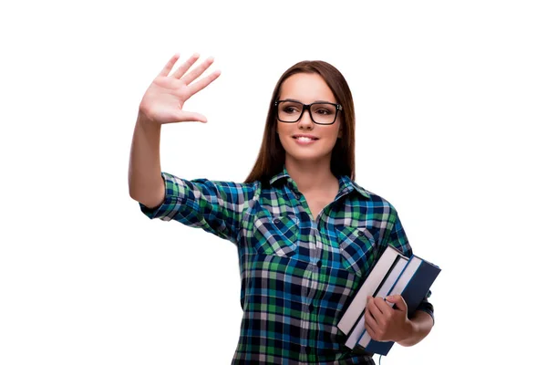 Junge Studentin isoliert auf weißem Hintergrund — Stockfoto