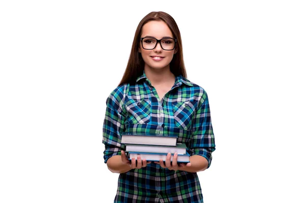 Junge Studentin isoliert auf weißem Hintergrund — Stockfoto